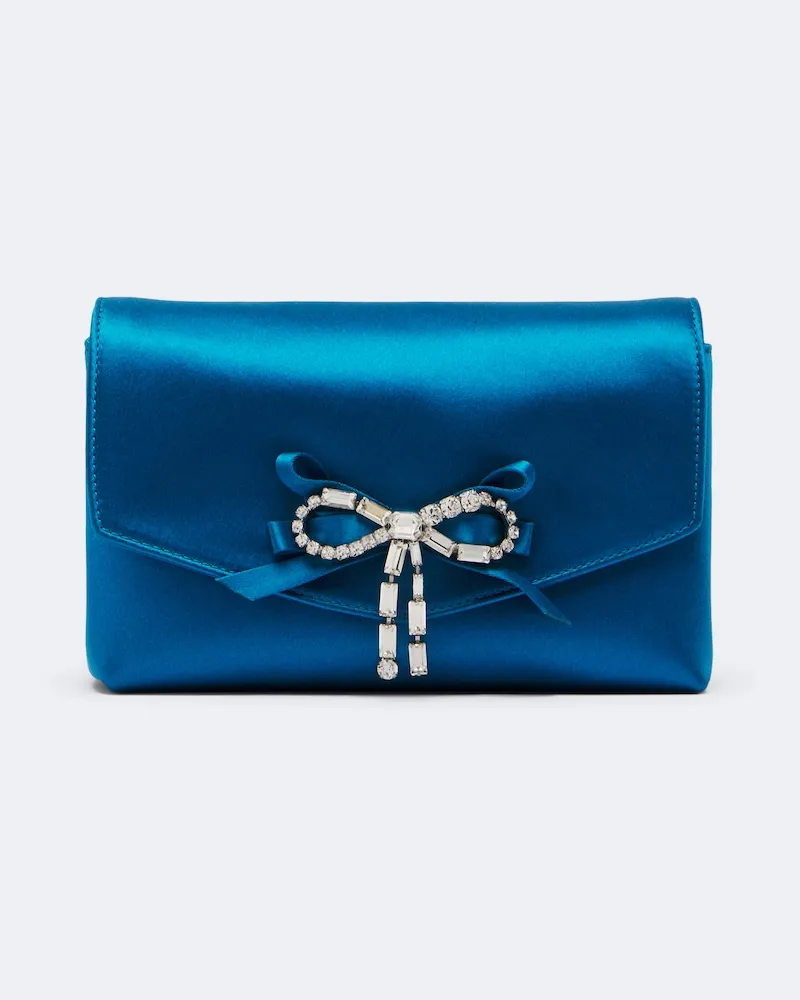 Jimmy Choo Verzierte Clutch Soft Bow Mini aus Satin Blau