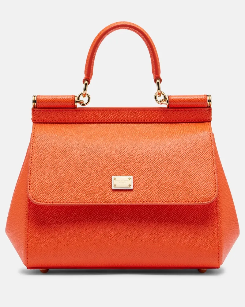 Dolce & Gabbana Henkeltasche Sicily Small aus Leder Orange
