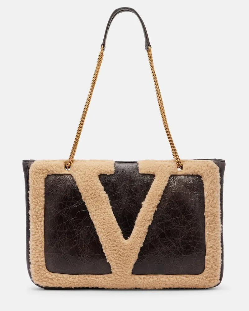 Valentino Garavani Tote Bag Viva Superstar Medium aus Leder Braun