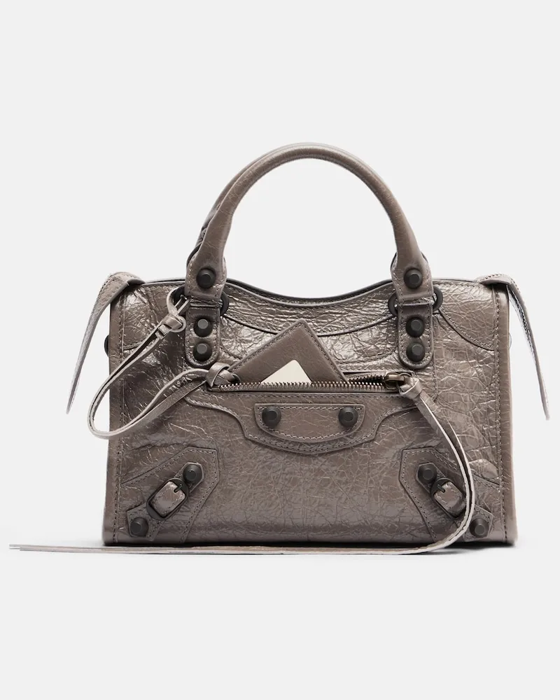 Balenciaga Tote Bag Le City Mini aus Leder Grau