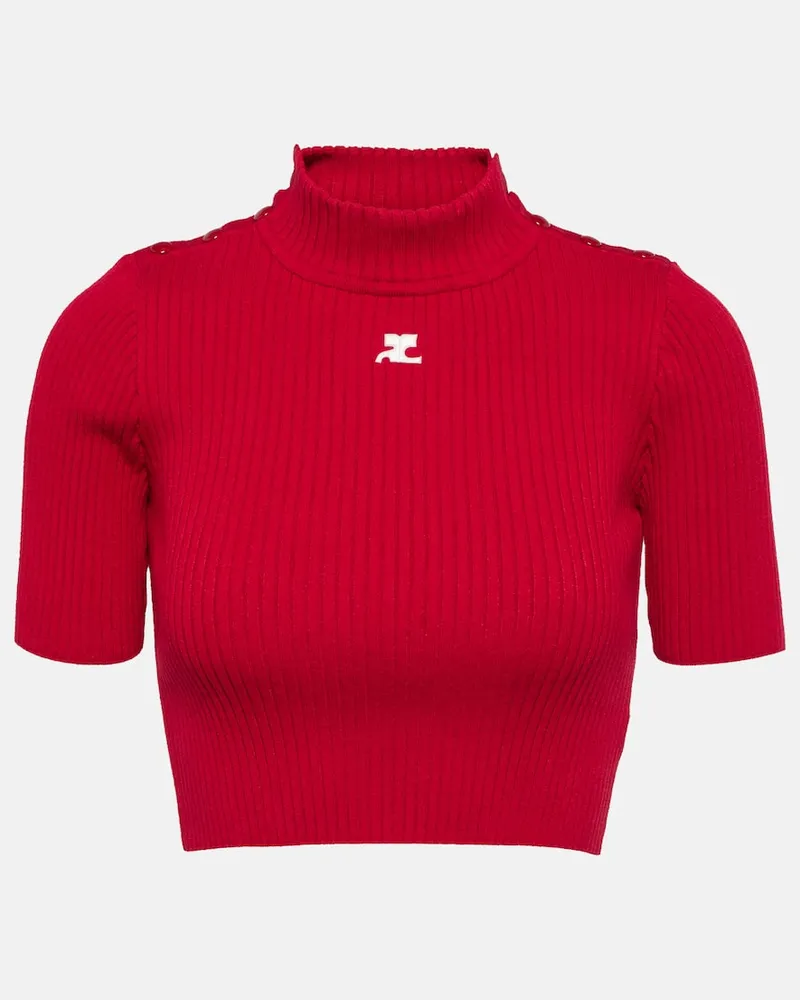 Courrèges Courrèges Cropped-Pullover aus Rippstrick Weiß