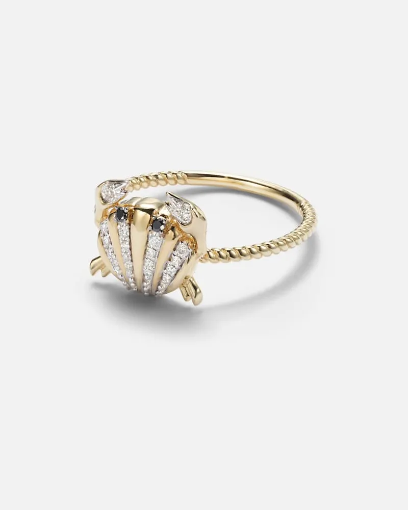 Yvonne Léon Yvonne Léon Ring Crabe Coquillage Mini aus 9kt Gelbgold mit Diamanten Gold