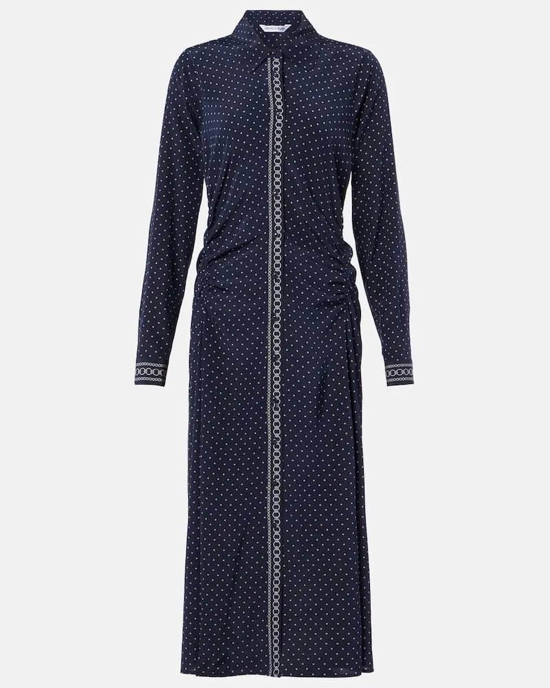 Veronica Beard Hemdblusenkleid Lex aus einem Seidengemisch Blau