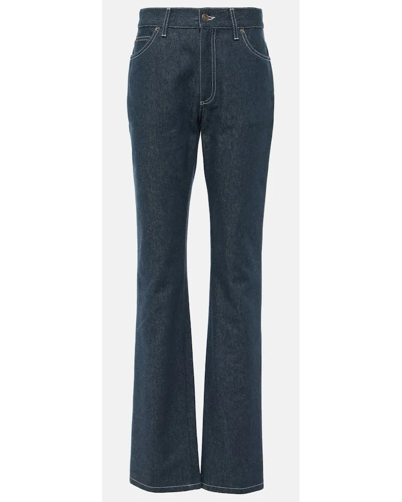 Loro Piana High-Rise Straight Jeans Nedar Blau