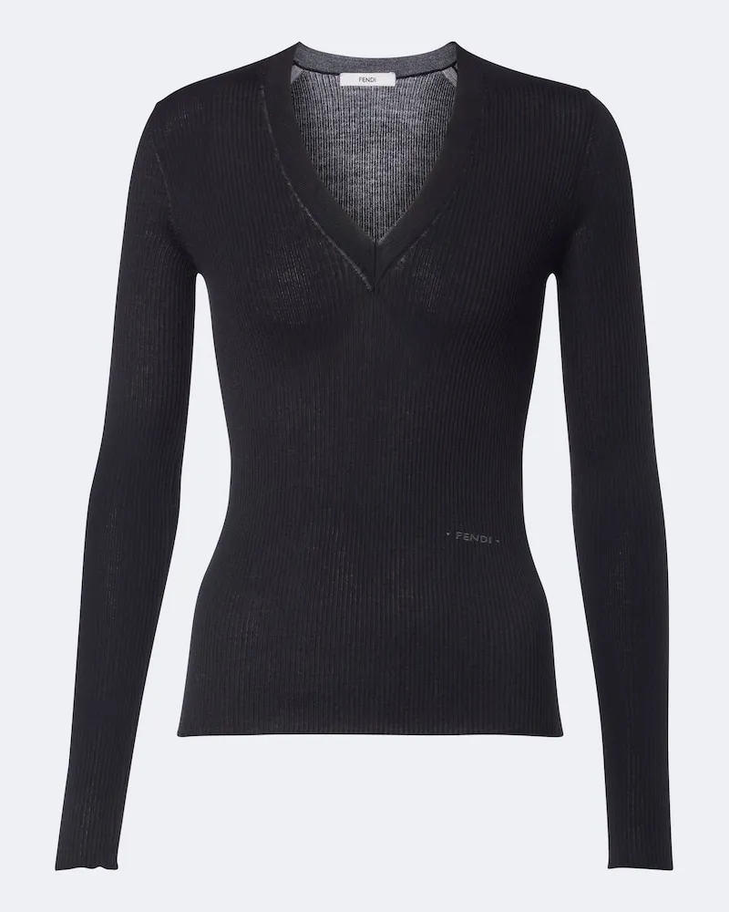 Fendi Top aus einem Wollgemisch Schwarz
