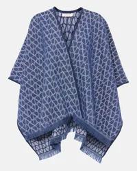 Valentino Garavani Cape Toile Iconographe aus Woll-Jacquard Blau