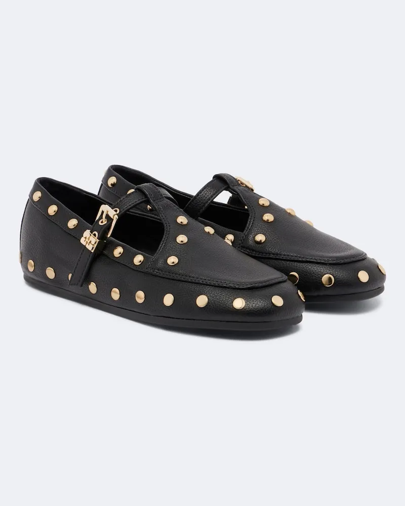 Ganni Verzierte Flache Schuhe Mary Jenny Schwarz