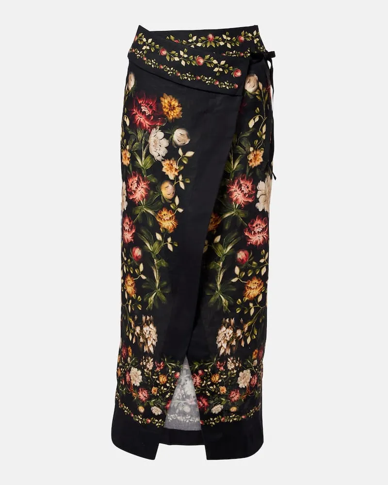 AGUA BENDITA Pareo Tierra aus Leinen Schwarz