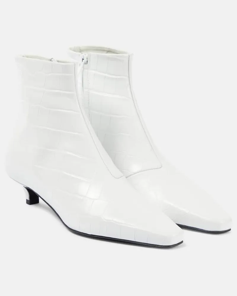 Totême Ankle Boots The Croco Slim aus Leder Weiß