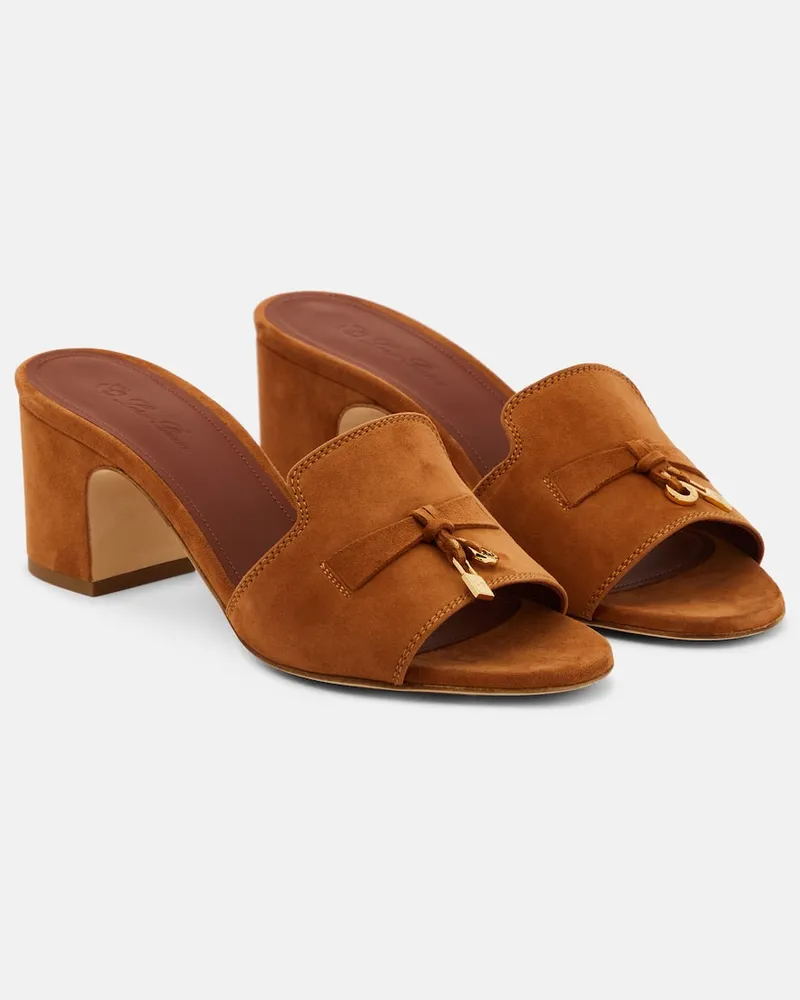 Loro Piana Pantoletten Summer Charms aus Veloursleder Braun