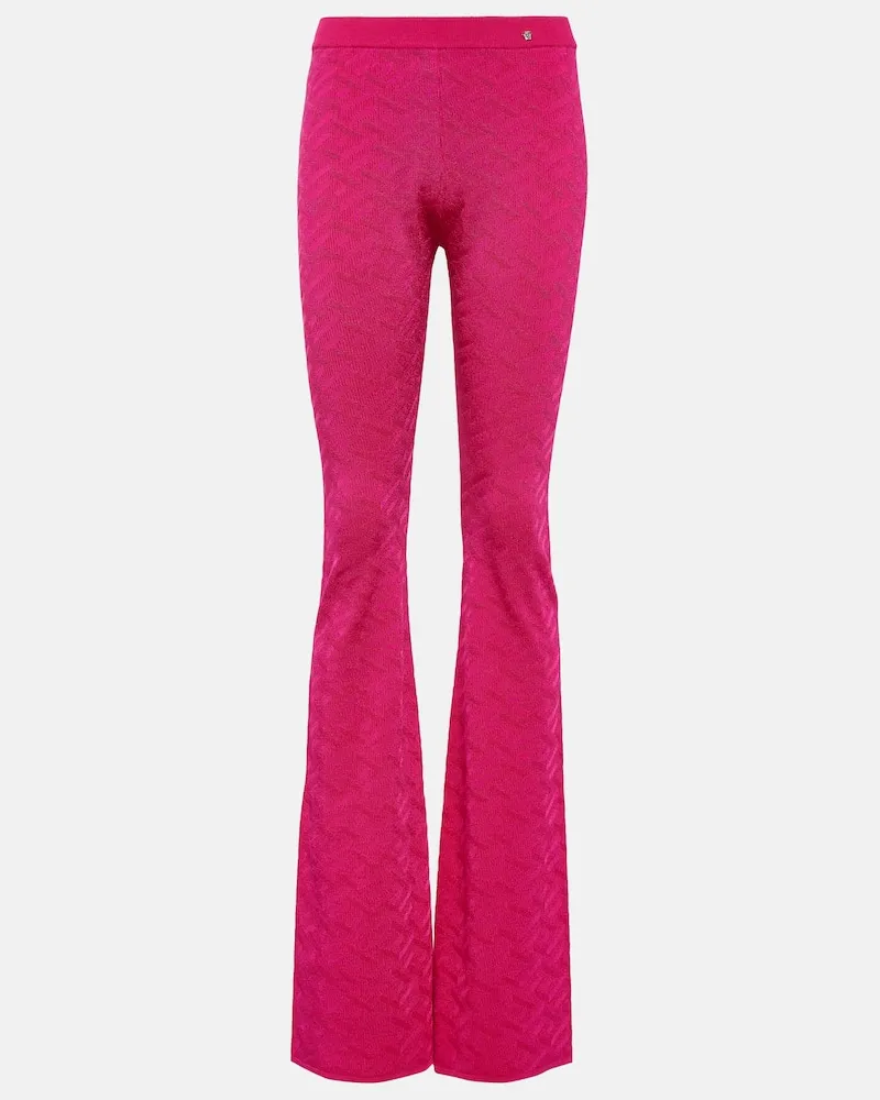 Versace High-Rise-Schlaghose La Greca Rosa