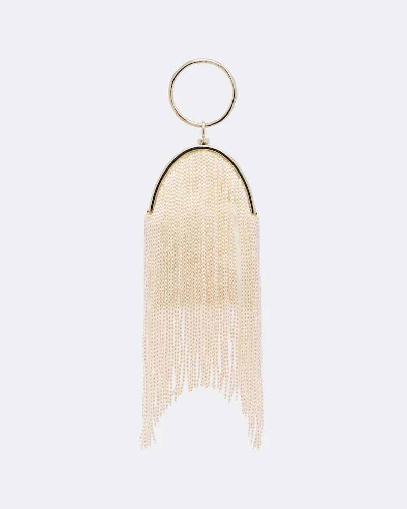 Jimmy Choo Henkeltasche Raindrops aus Samt mit Zierperlen Weiß