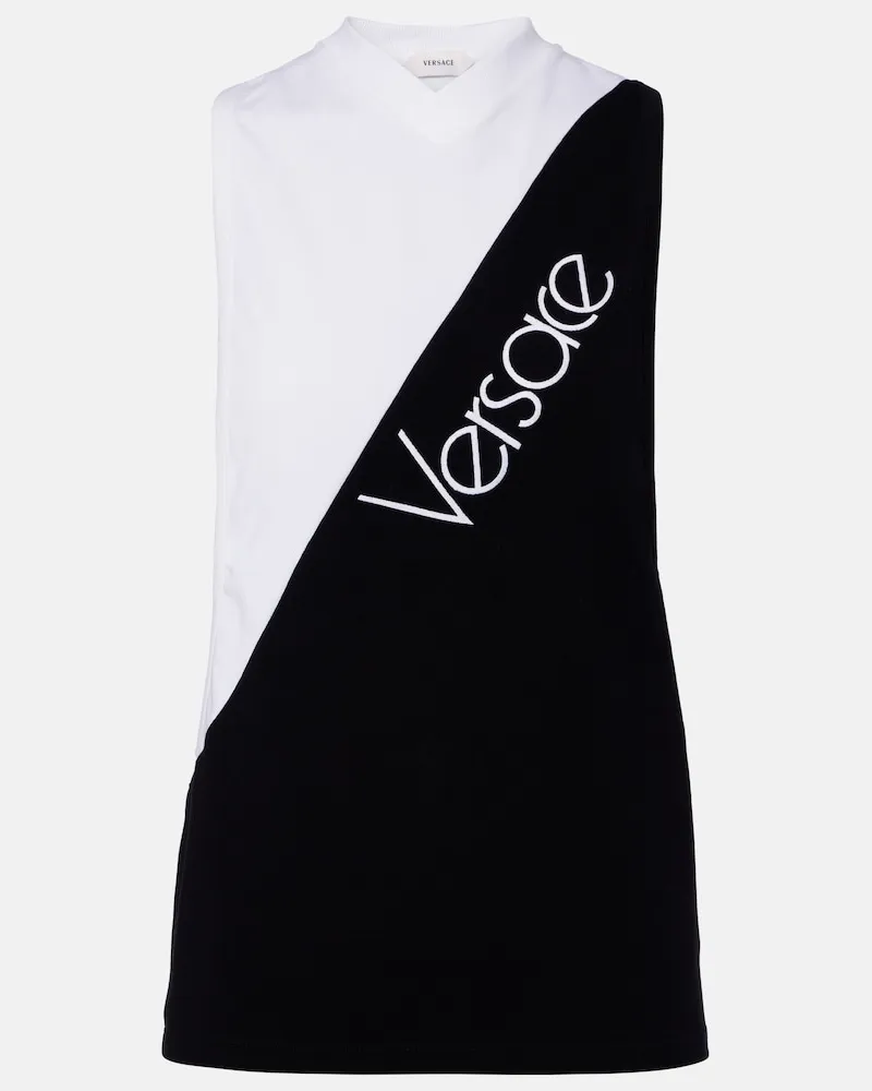 Versace Besticktes Top aus einem Baumwollgemisch Schwarz