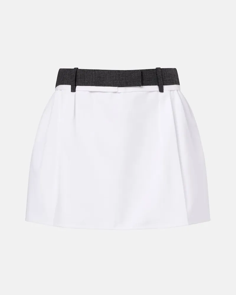 Prada Minirock aus Baumwolle mit Schurwolle Weiß