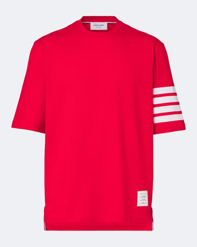 Thom Browne T-Shirt 4-Bar aus Baumwoll-Jersey Rot