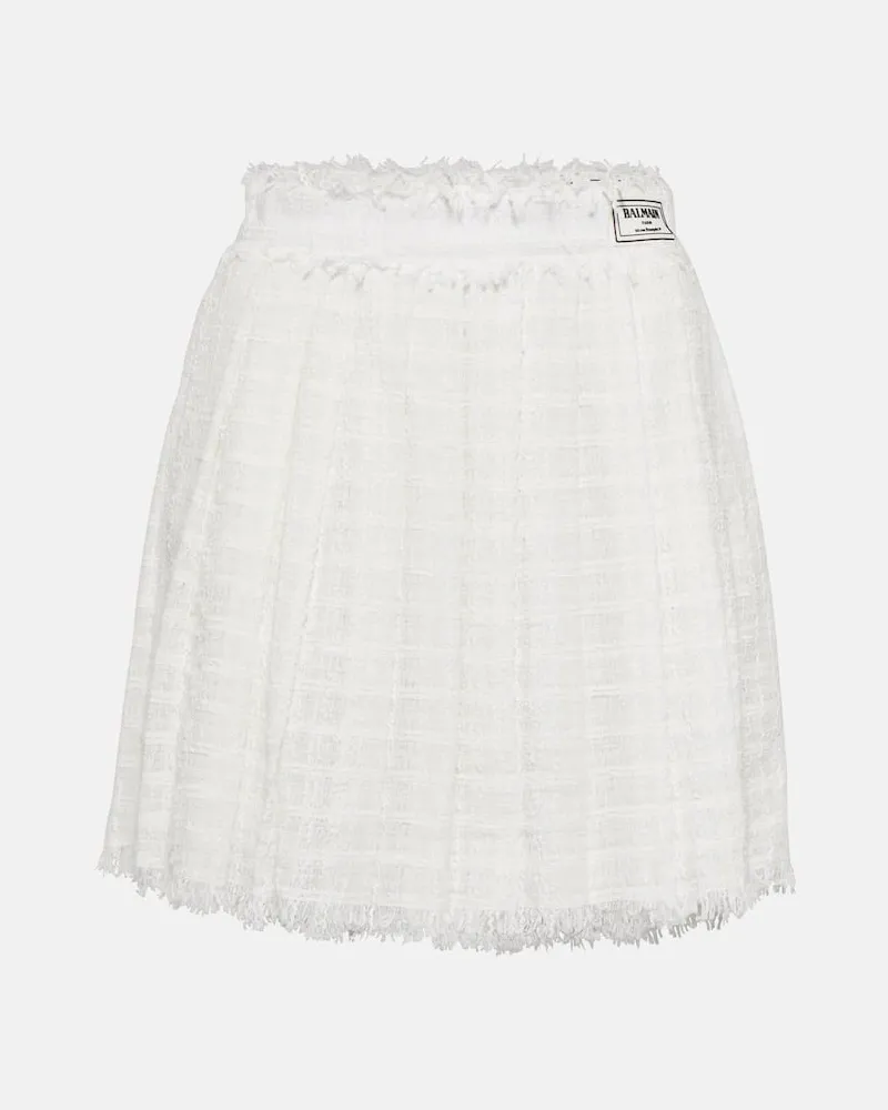 Balmain Minirock aus Tweed Weiß