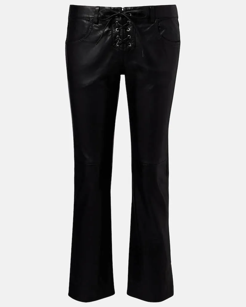 Isabel Marant Gerade Hose Vanel aus Leder Schwarz