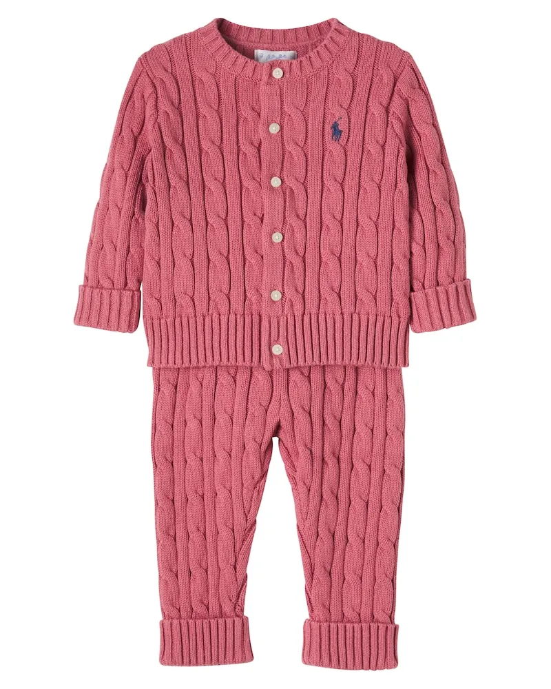 Ralph Lauren Baby Set aus Cardigan und Hose aus Baumwolle Rosa