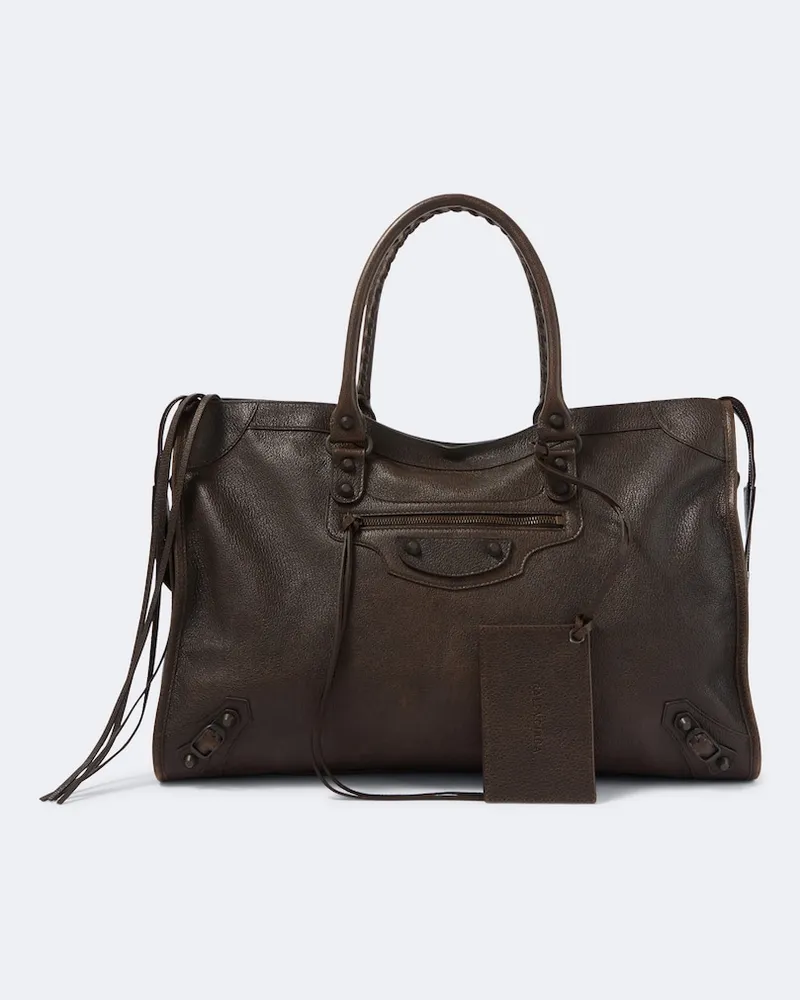Balenciaga Tote Bag Le City Large aus Leder Braun