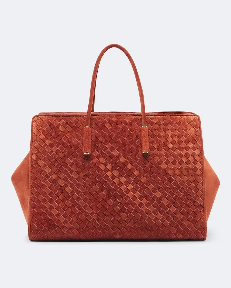 Bottega Veneta Tote Bag Barbara Large aus Veloursleder Orange