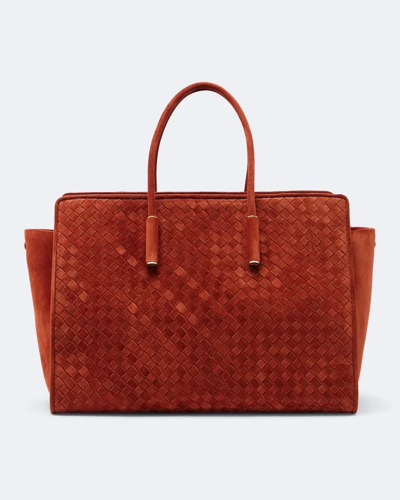 Bottega Veneta Tote Bag Barbara Large aus Veloursleder Orange