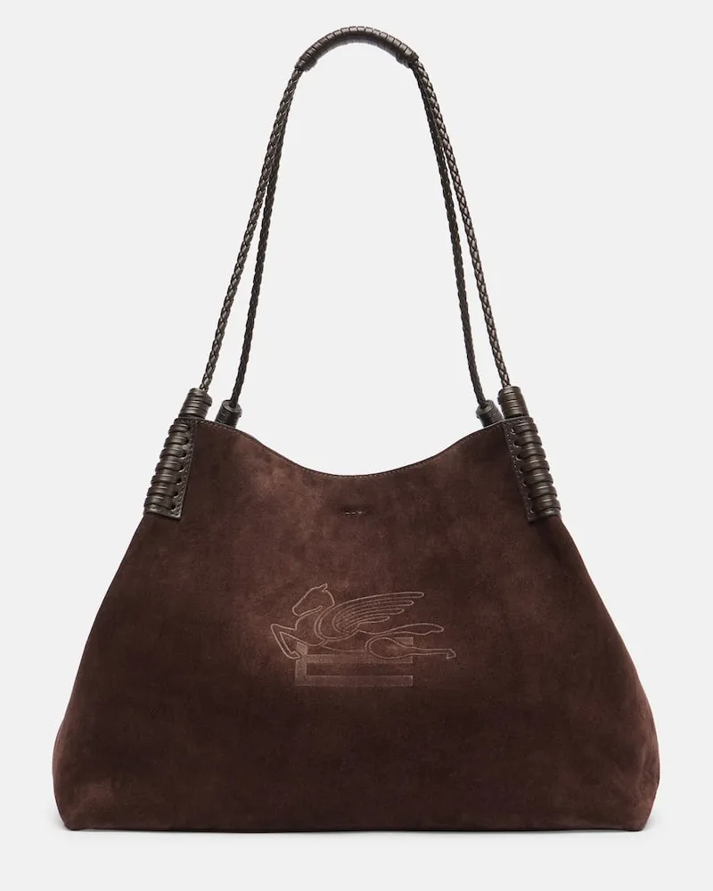 Etro Tote Libra Medium aus Veloursleder Braun