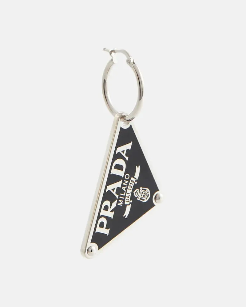 Prada Einzelner Ohrring aus Sterlingsilber Schwarz