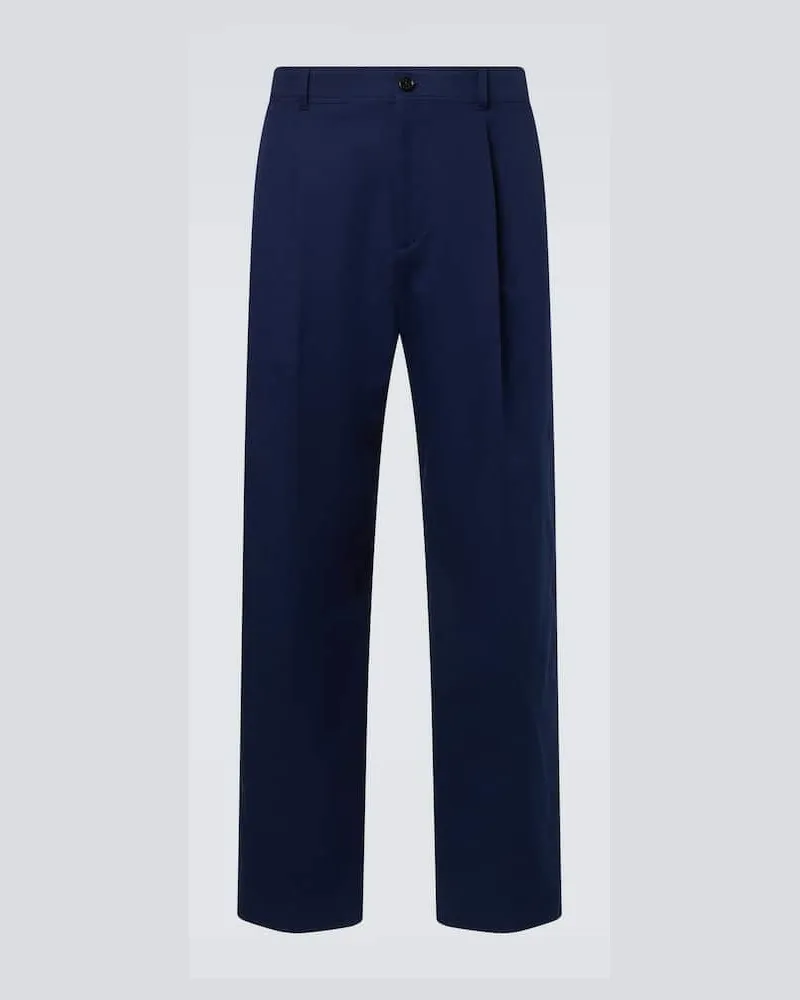Valentino Garavani Gerade Hose aus Baumwoll-Gabardine Blau