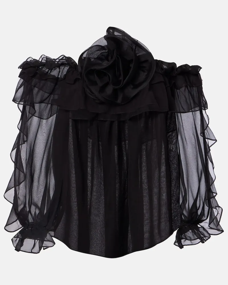 Carolina Herrera New York Top aus Seidentüll Schwarz
