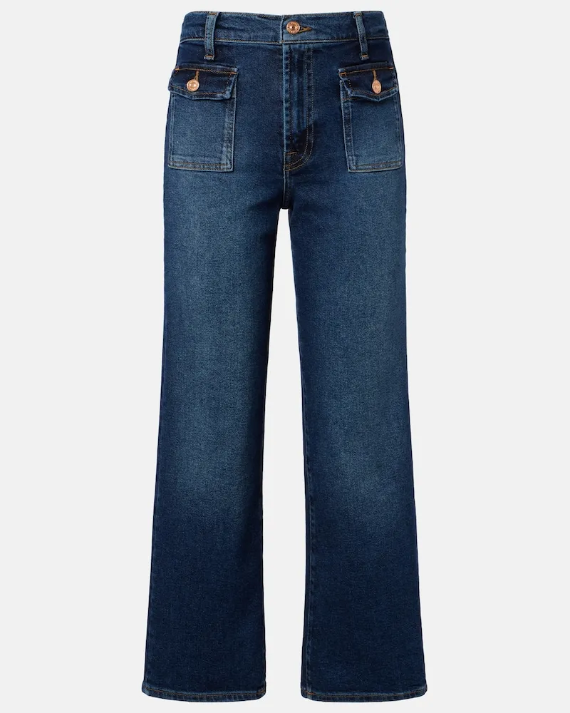 7 for all mankind Cropped Straight Jeans Stovepipe Blau