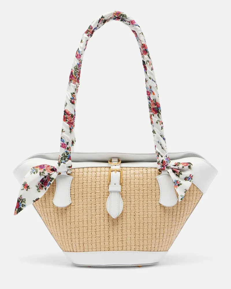 Dolce & Gabbana Tote Bag Capri Medium aus Raffiabast mit Leder Beige