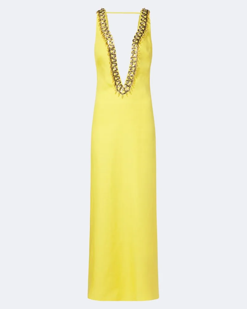 Valentino Garavani Verzierter Kaftan aus einem Seidengemisch Gelb