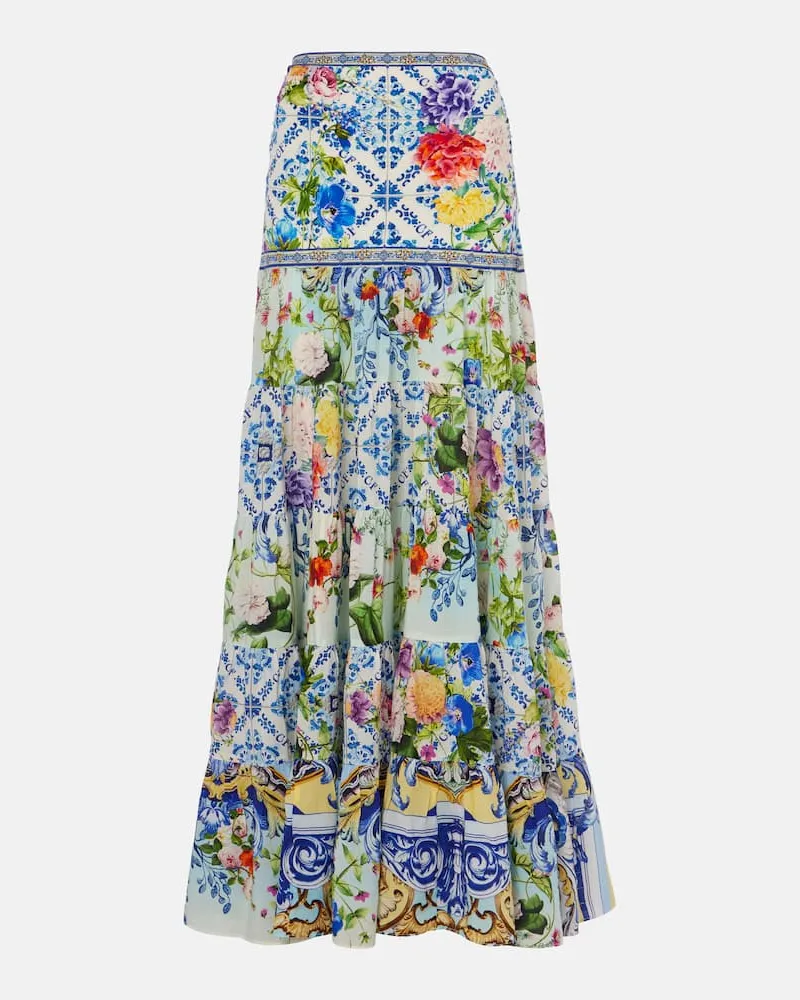 Camilla Bedruckter Maxirock aus Seide Multicolor