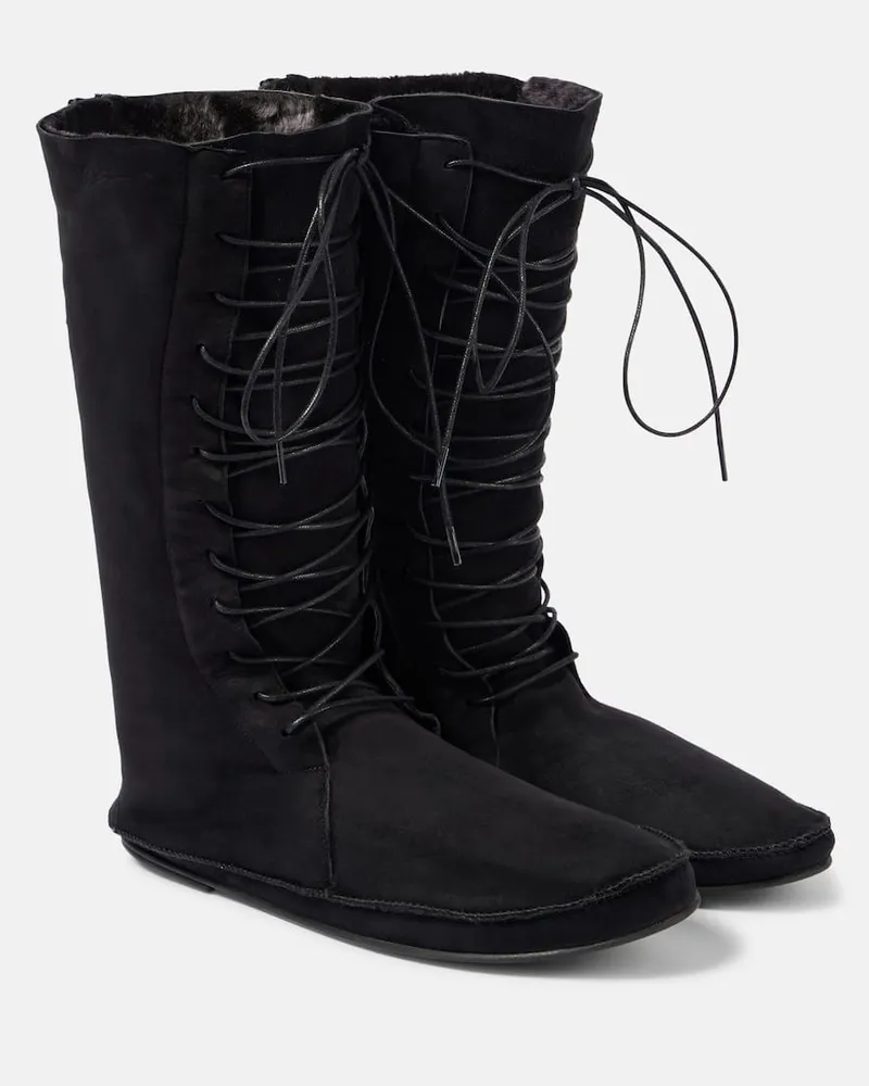 The Row Schnürstiefel Tyler aus Veloursleder Schwarz