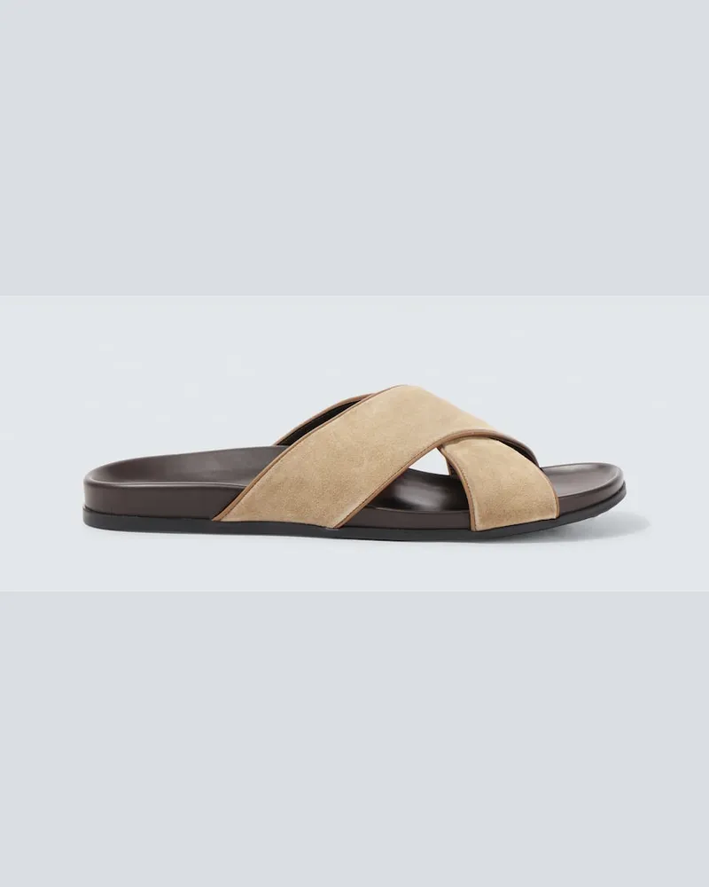 Manolo Blahnik Sandalen Chiltern aus Veloursleder Grün