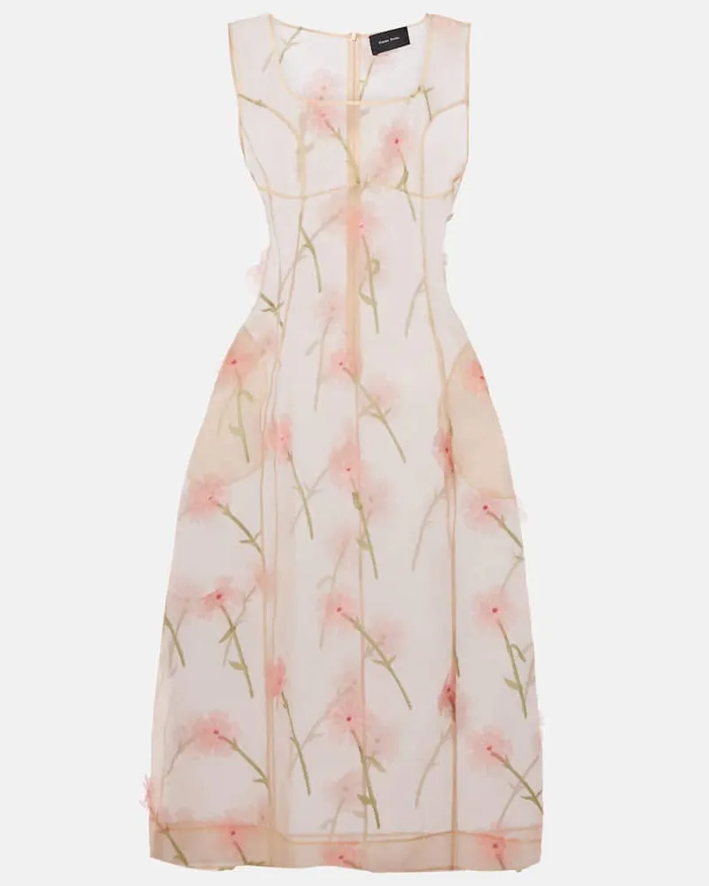 Simone Rocha Midikleid Sculpted Carnation aus Organza Neutral