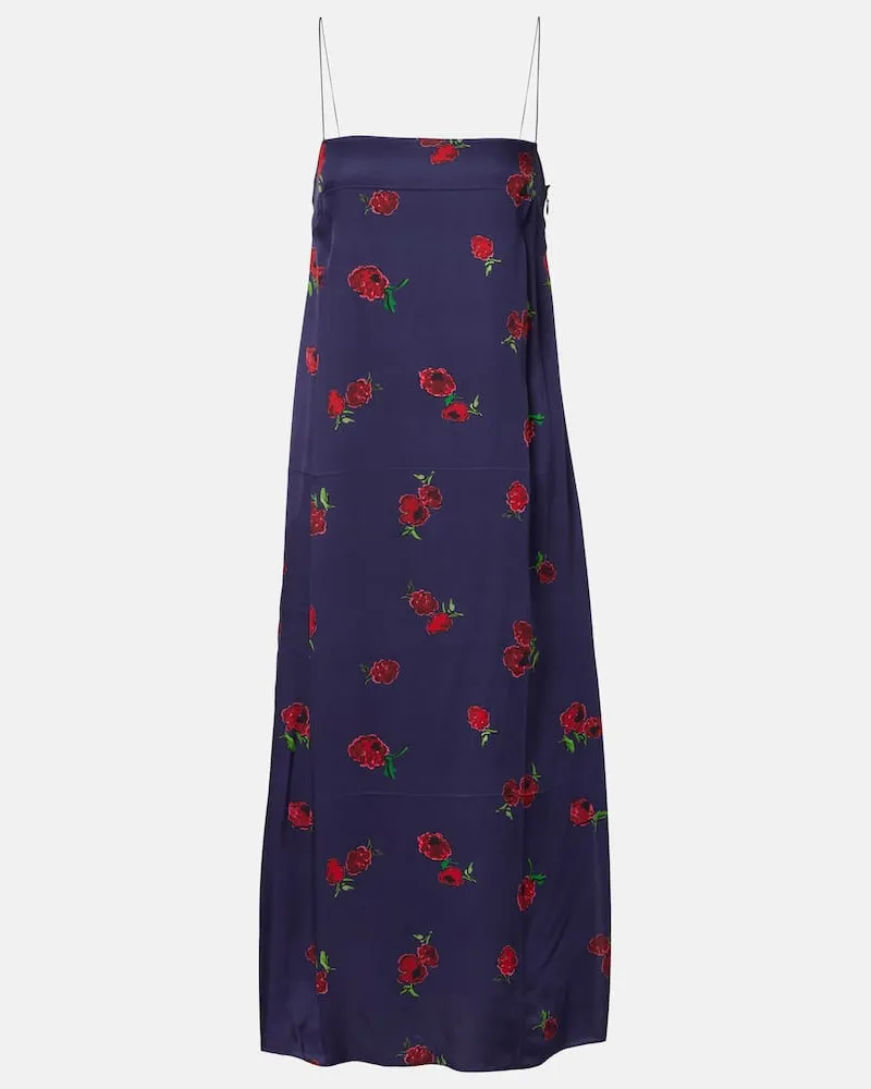 KHAITE Slipdress Sicily aus Twill Blau