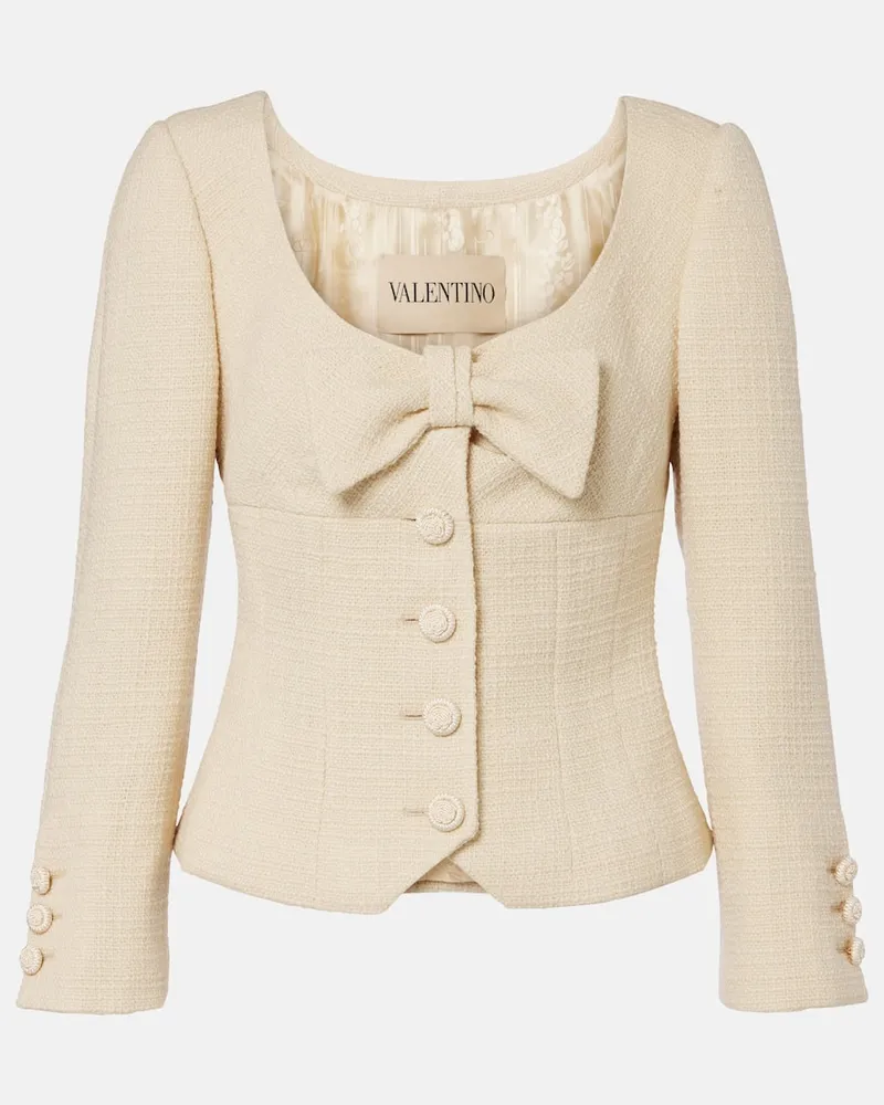 Valentino Garavani Cropped-Jacke aus Tweed Beige