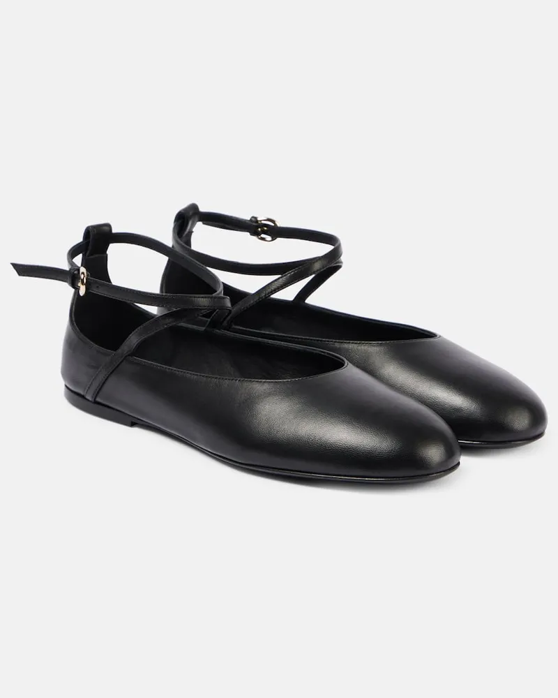 Co Ballerinas aus Leder Schwarz