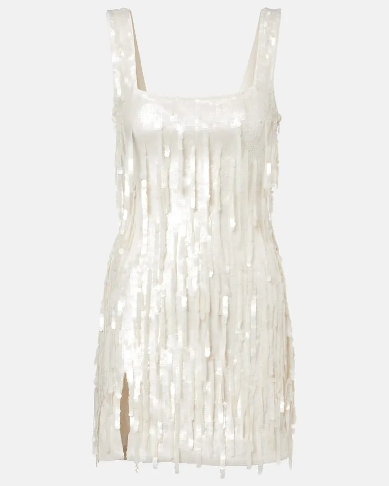 STAUD Minikleid Le Sable mit Pailletten Weiß