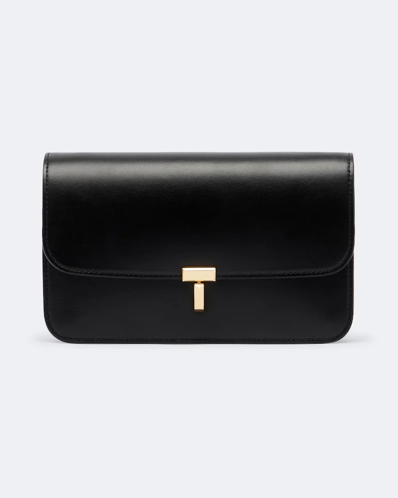 Totême Crossbody Bag T-Lock aus Leder Schwarz