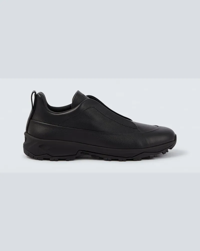 Ermenegildo Zegna Sneakers Triple Stitch aus Leder Schwarz
