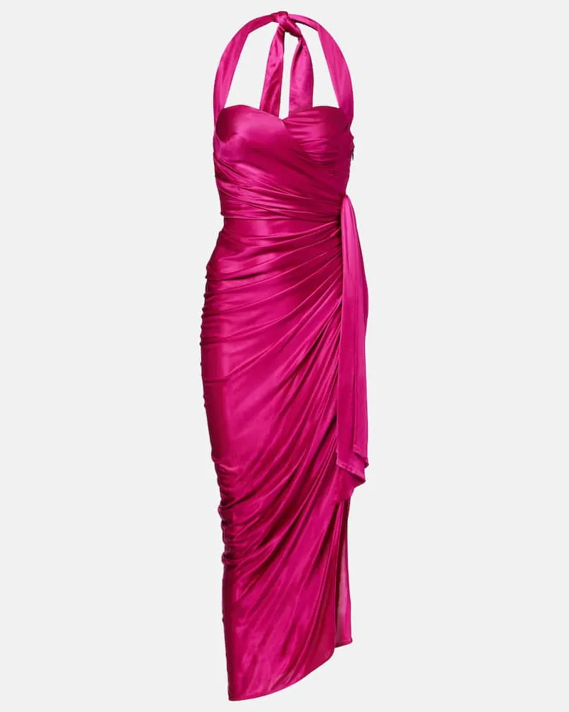 Balmain Midikleid aus Satin Rosa