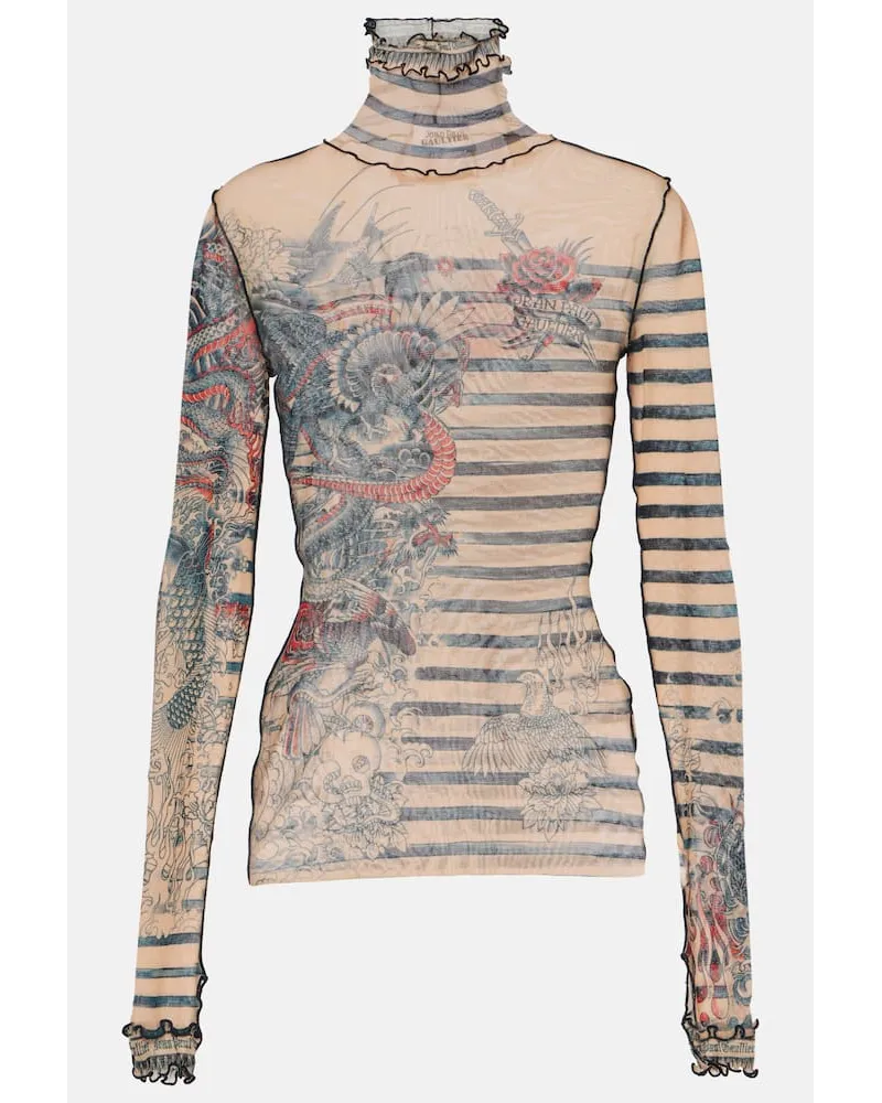 Jean Paul Gaultier Tattoo Collection Top aus Tuell Multicolor