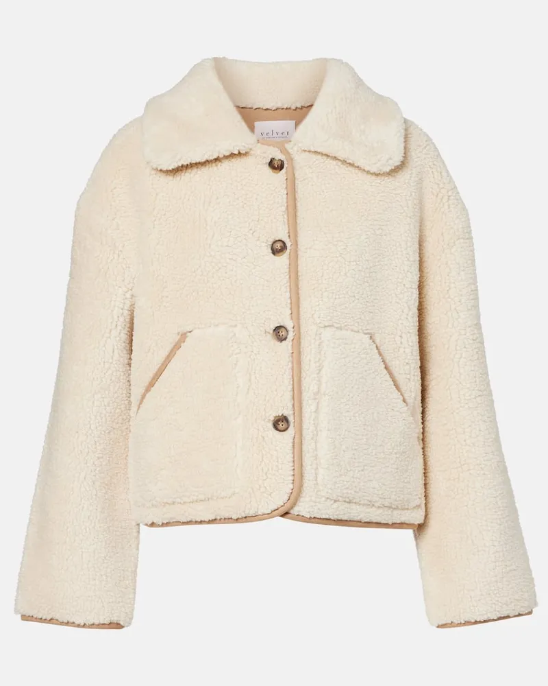 Velvet Wendbare Jacke Amara mit Teddyfleece Weiß