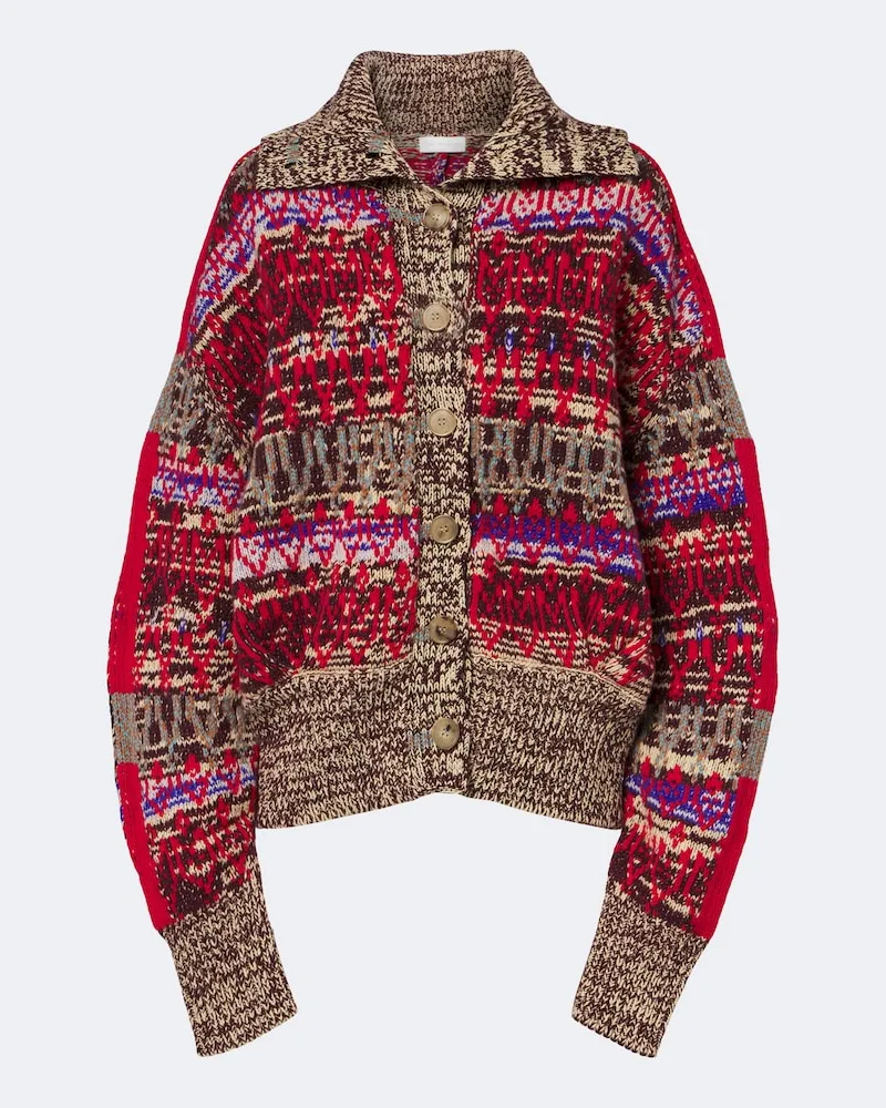 Dries van Noten Oversize Cardigan aus Wolle und Kaschmir Multicolor