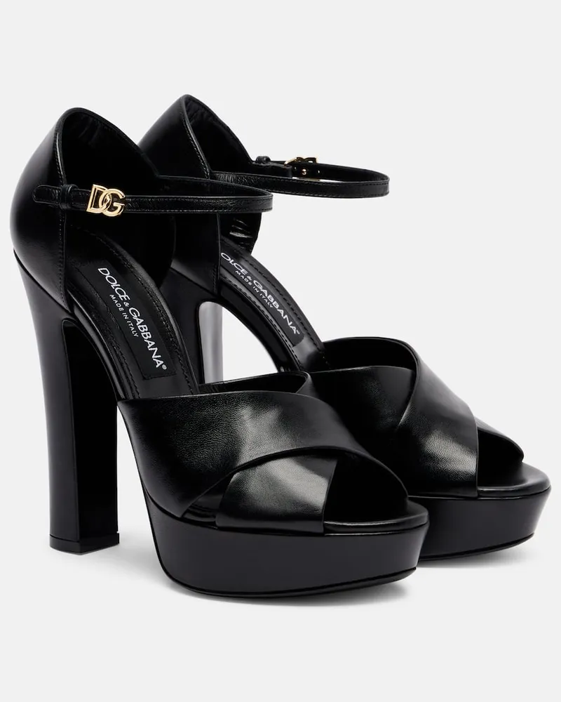 Dolce & Gabbana Plateausandalen aus Leder Schwarz