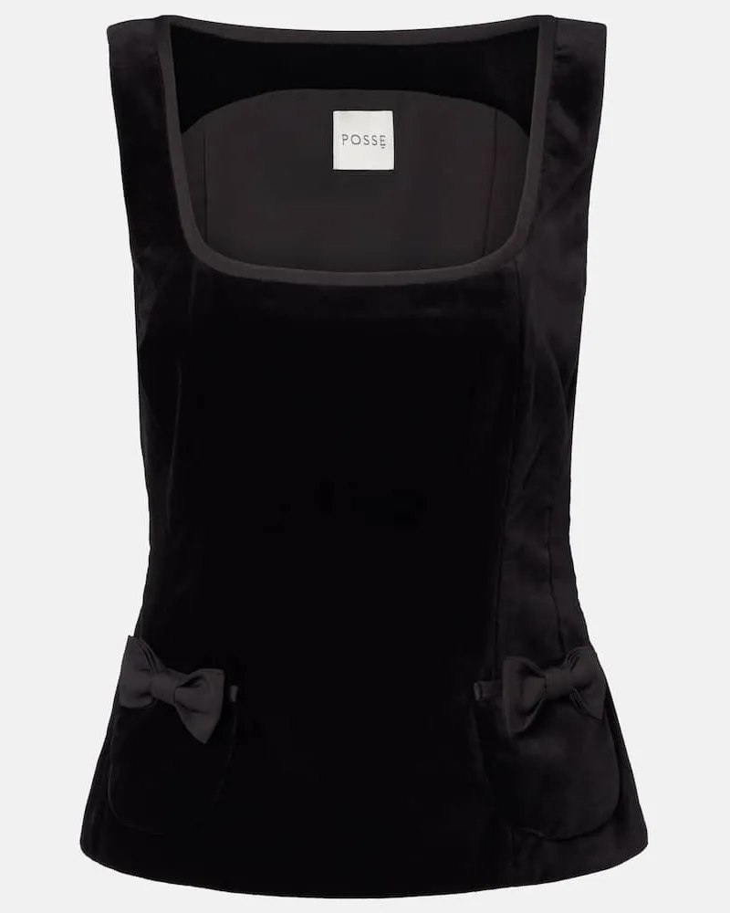 Posse Top Quincy aus Baumwollsamt Schwarz