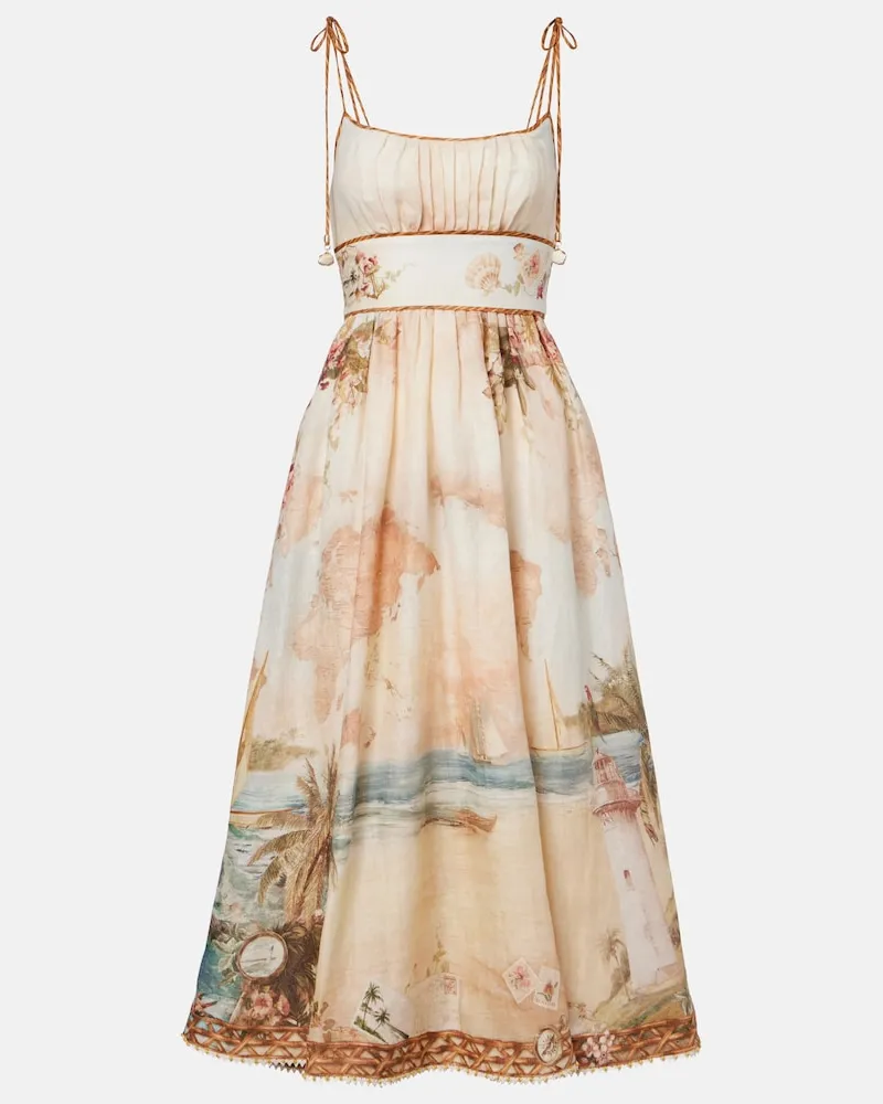 Zimmermann Midikleid Mahon aus Leinen Multicolor