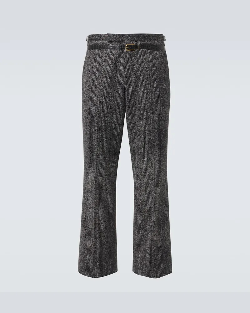 Prada Weite Hose aus Baumwoll-Gabardine Grau